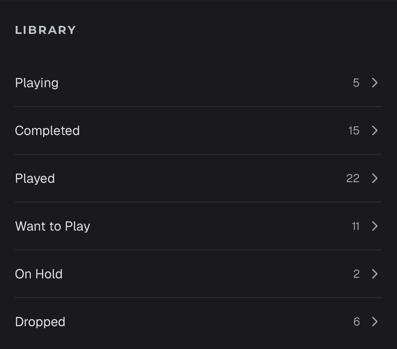 Library organised by play status